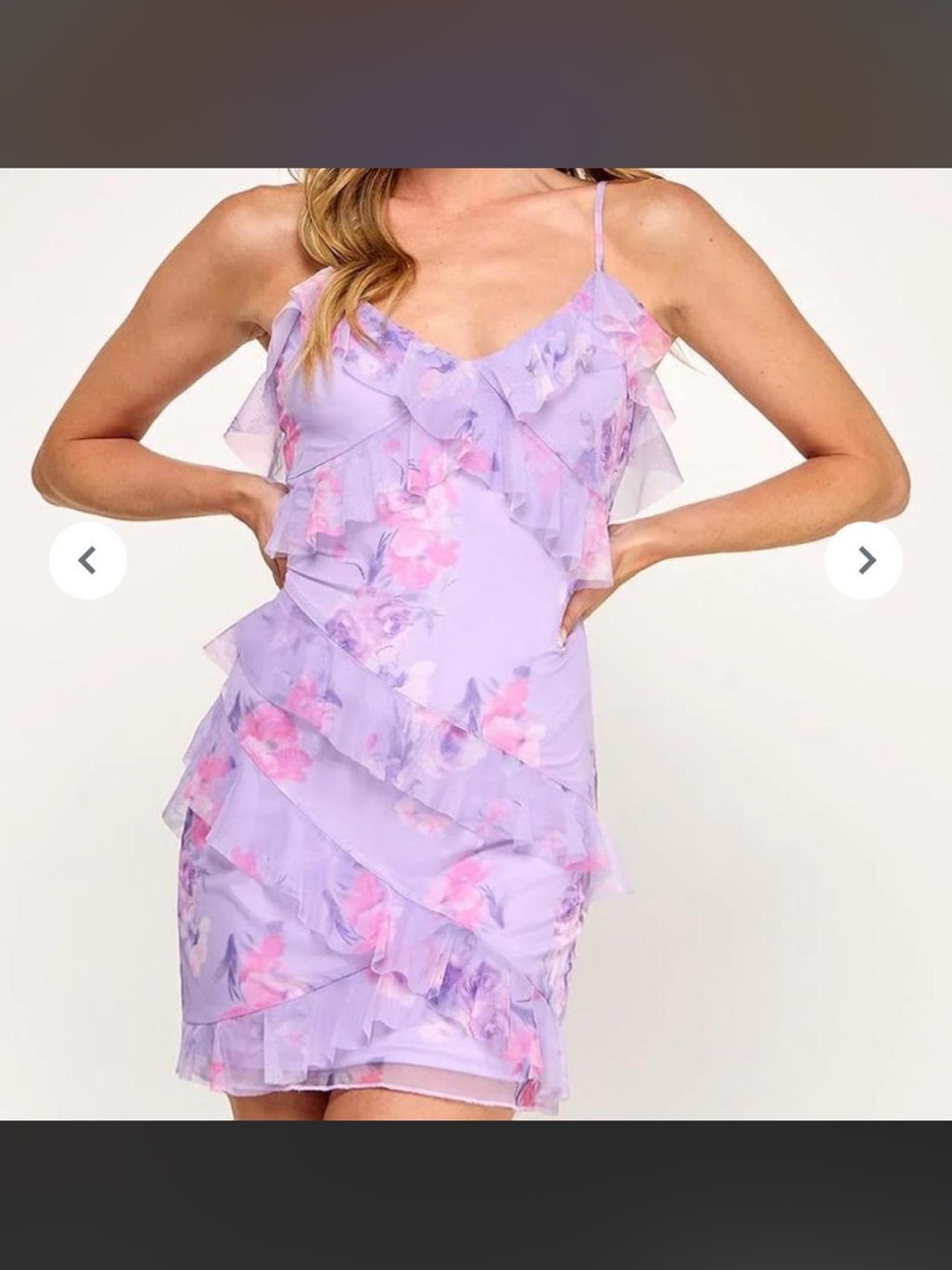 Adeline Lilac Floral Ruffle Mini Dress